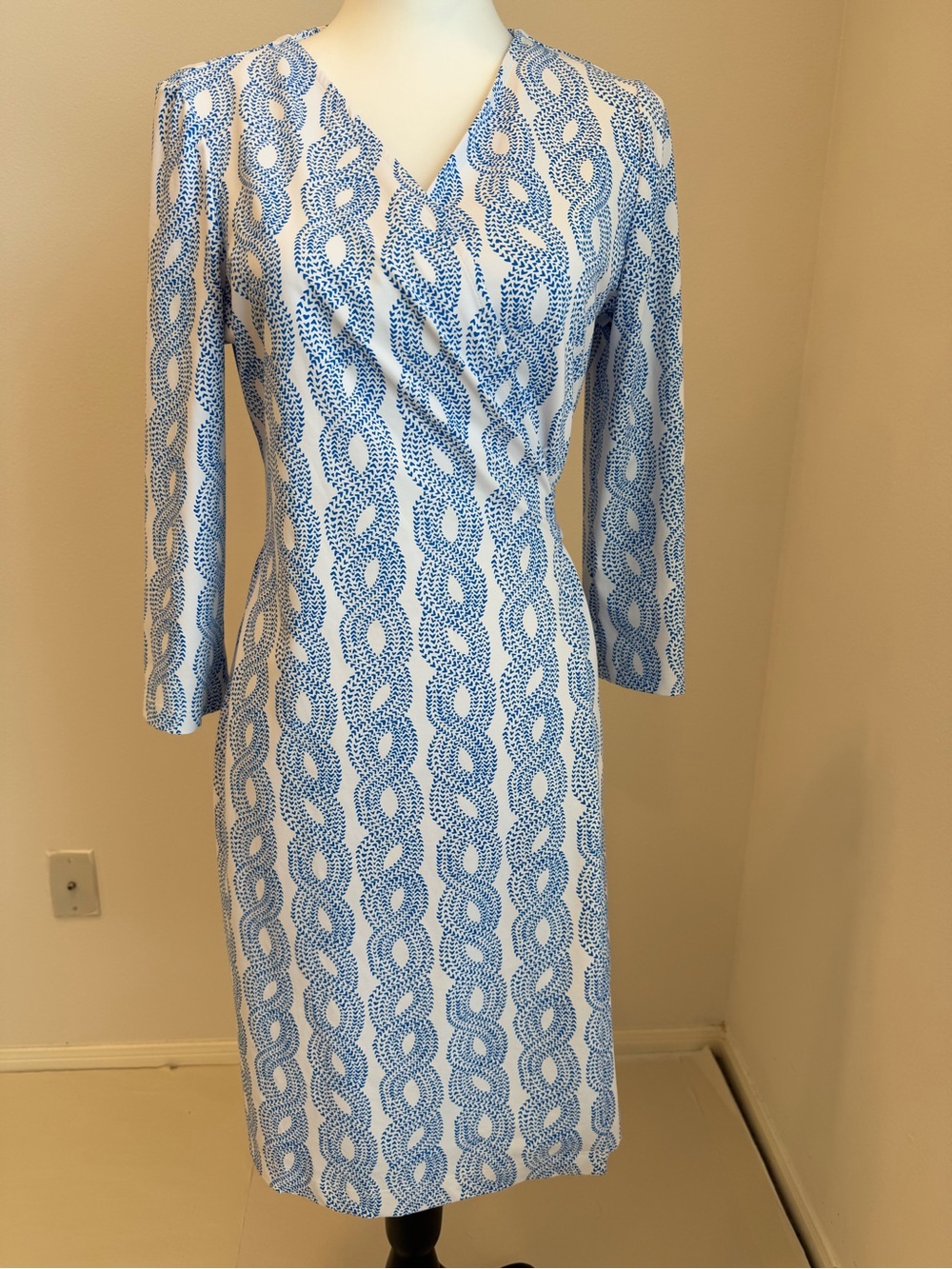 Persifor Wrap Dress Heart Rope Print Elegant Chic  M